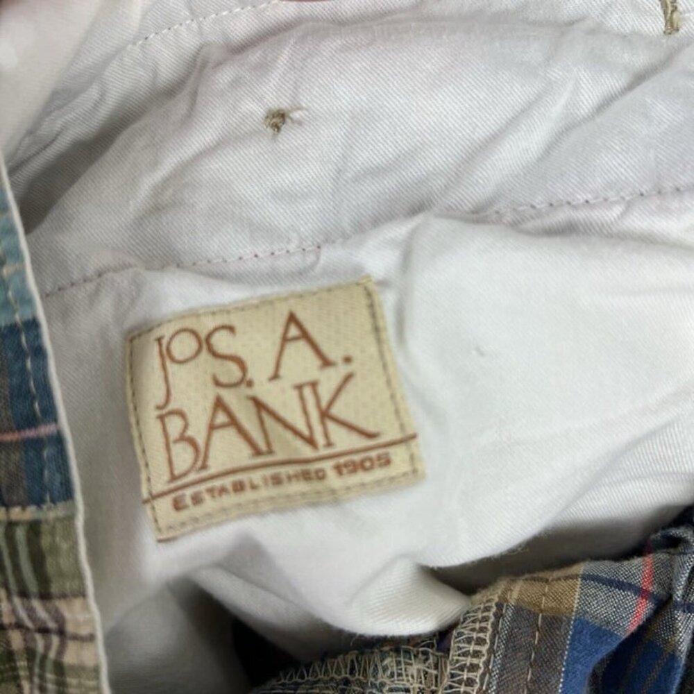 Vintage JOS A BANK‎ Shorts Men’s Sz 36 Madras Patchwork Multicolor Plaid Preppy - Picture 10 of 11